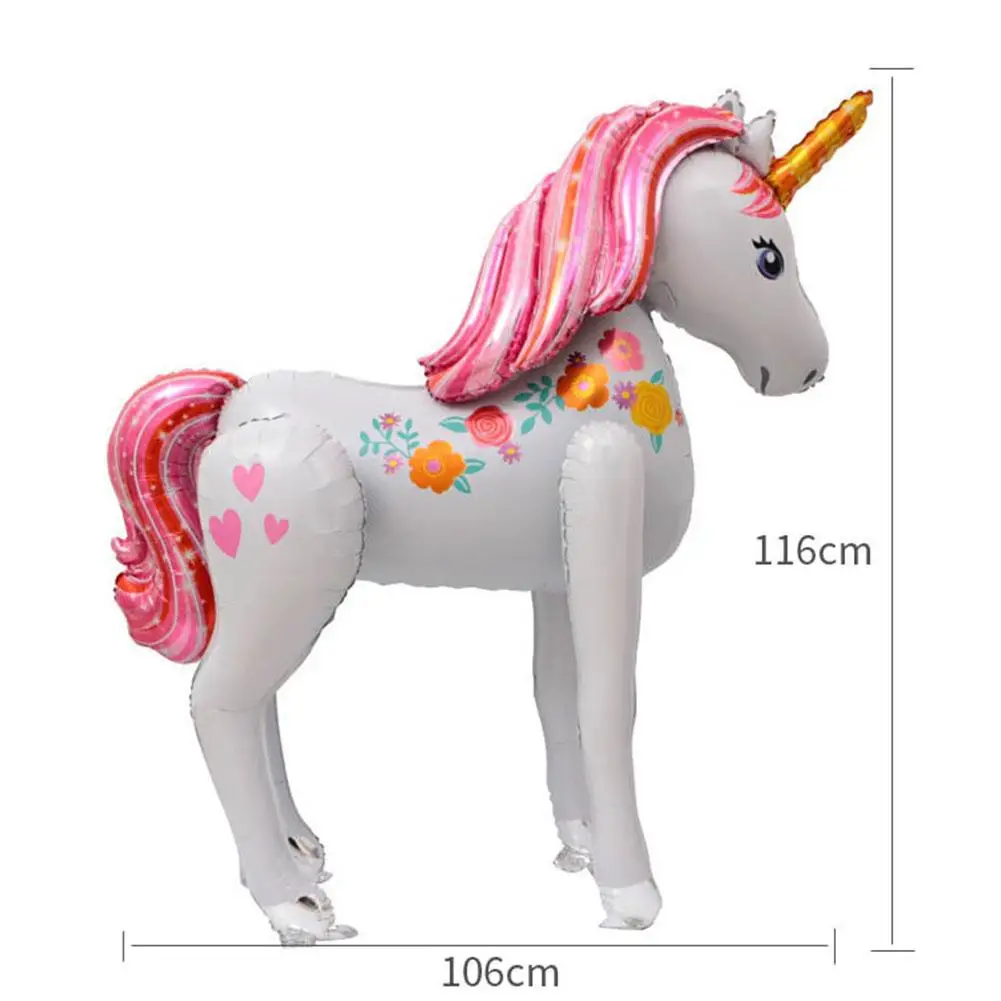 Unicorn Birthday Party Baloon Decoration For Kids 3D Cartoon Balloons 116 X106cm Large Standing Animal Aluminum Foil Balloons