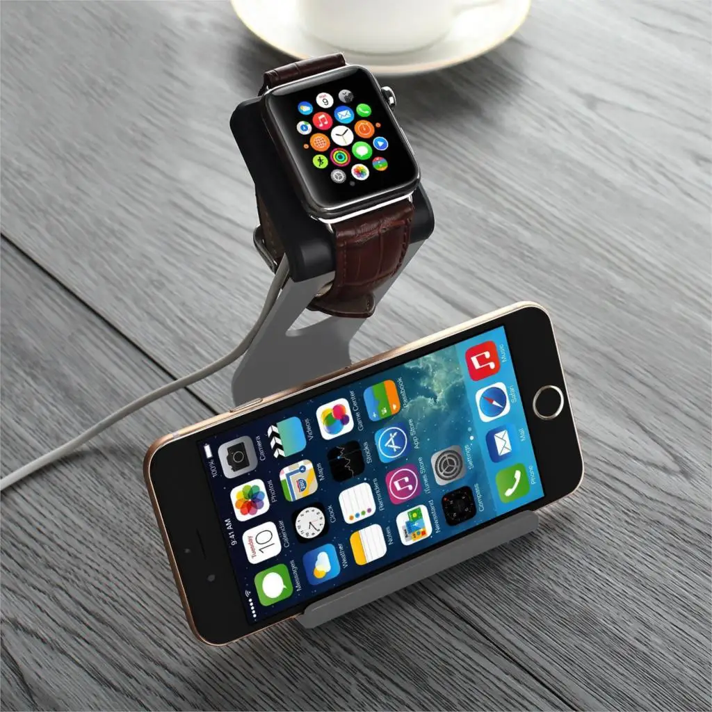 Серая Алюминиевая Подставка для зарядки док-станции держатель для iPhone Apple Watch USA S2EG