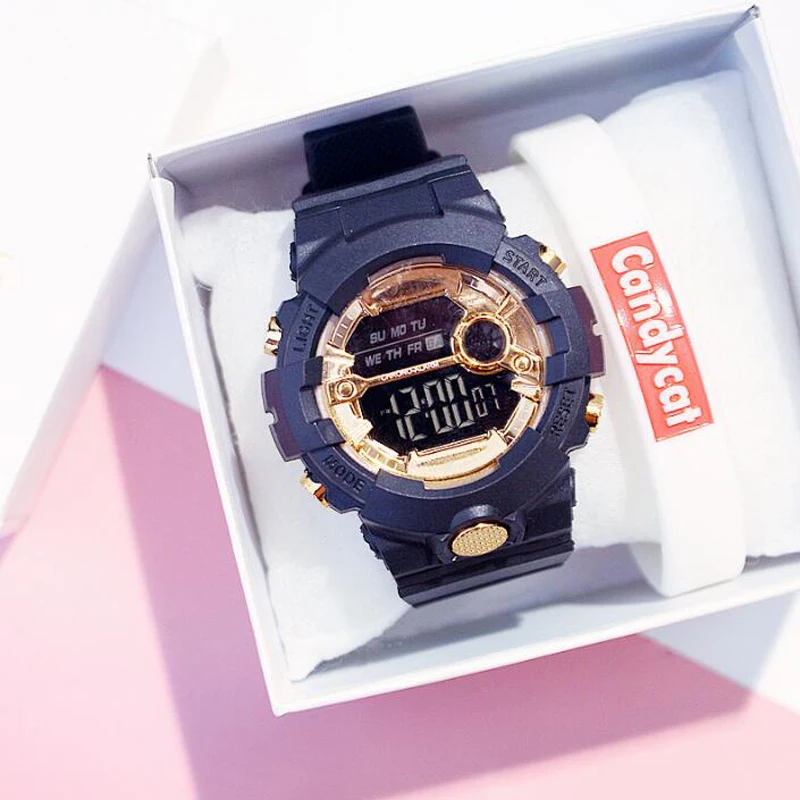 

2020 Fashion LED Digital Outdoor Sports Waterproof Quartz Wrist Watch Women Dress Golden Wrist Watch Women Men Watch Relogio