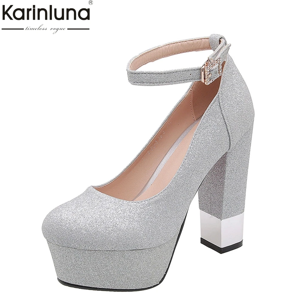 

Women's 2019 fashion big size 32-43 platform party wedding woman shoes high heels ankle-strap shoes women pumps