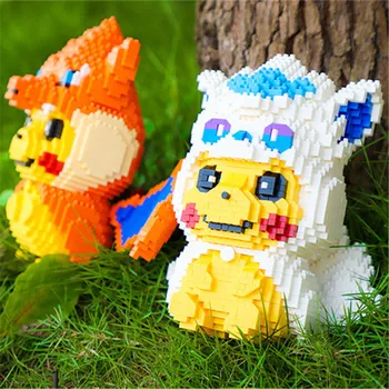 

Mirco Size Cartoon Model Small Bricks Baby Charizardsed Assembly Bricks brinquedos Auction Figures Kids Gifts Toys For Children