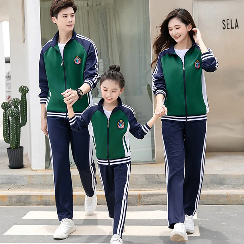 KE406 school uniforms students, class uniforms parent child sportswear custom tracksuit women men Kids sports set family