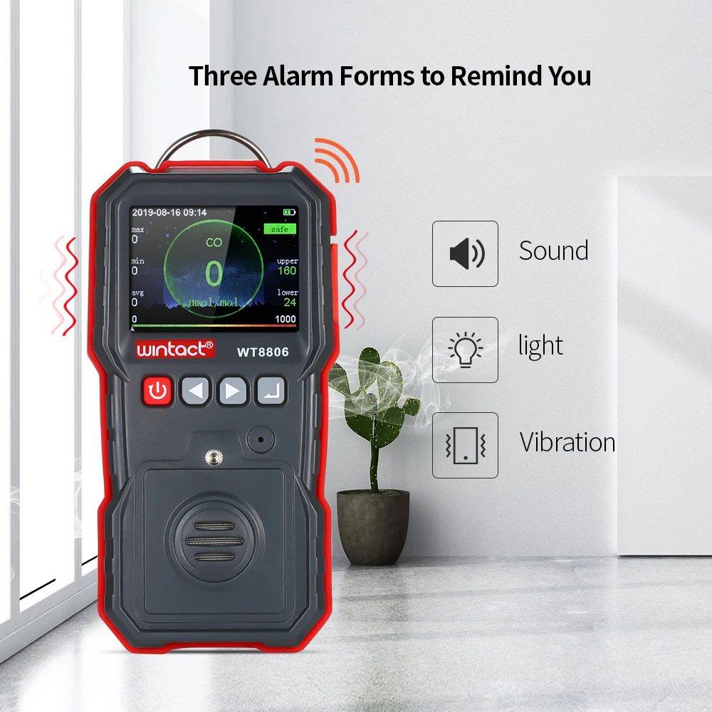 

Portable CO Gas Detector Gas Analyzer 0-1000umol/mol Carbon Monoxide Concentration Detector with Sound-light and Vibration Alarm