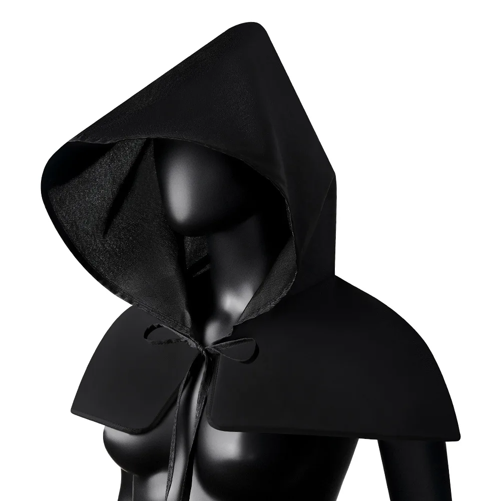 Vintage Black Cloak Unisex Gothic Accessories Medieval Hooded Cape Wizard Sorcerer Holloween Costumes Cosplay Props | Тематическая