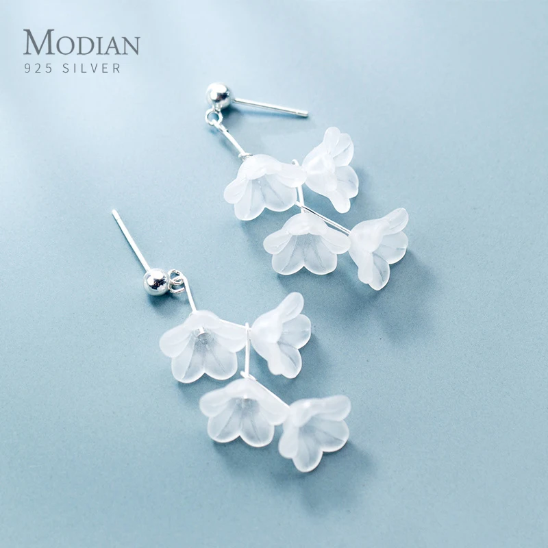 

Modian 2020 New 925 Sterling Silver Unique Design Ceramics Flower Dangle Earrings for Women Fashion Drop Ear Brincos Jewelry