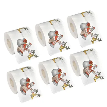 

IN STOCK 6PCs Xmas Decor Tissue Roll Christmas Pattern Series Roll Paper Prints Funny Toilet Paper Home Santa Claus Supplies #96