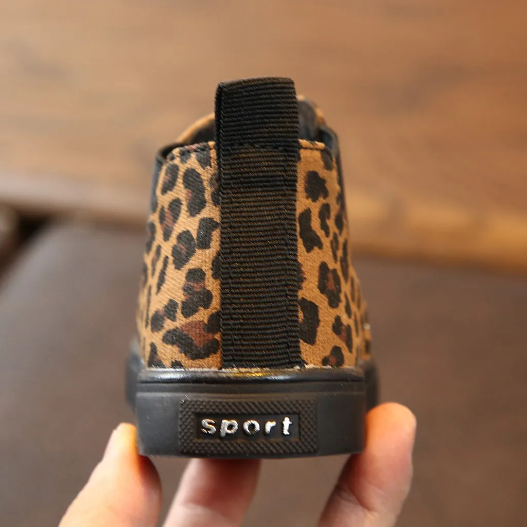 Детские леопардовые зимние ботинки для девочек; Теплые Короткие повседневные толстые слипоны для детей; зимние ботинки для девочек