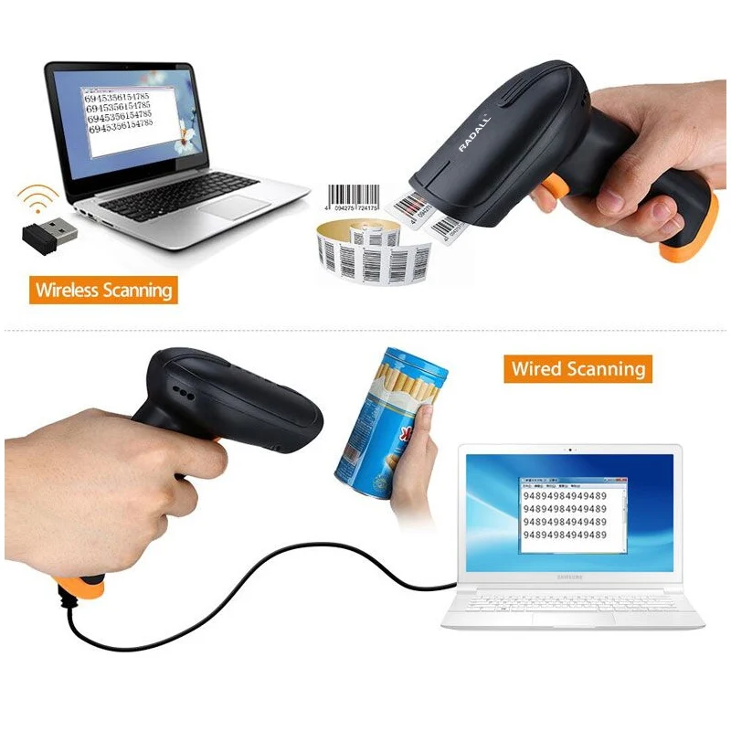 Wireless Barcode Scanner 2.4G CCD Bar Code Reader handheld Wireless/Wired Scanner For POS and Inventory S6
