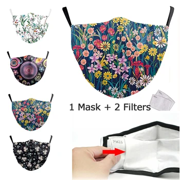 

Masks for Adult Flower Face Mask Printed Masks Fabric Adult Protective PM 2.5 Dust Mouth Cover Washable Reusable Mouth Masks