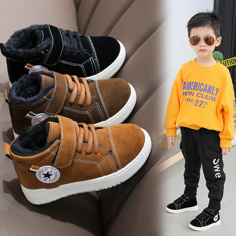 

2019 Winter New Style BOY'S Warm Shoes Big Boy Korean-style Casual Sports Shoes Child Snow Cotton Boots Baby Board Shoes