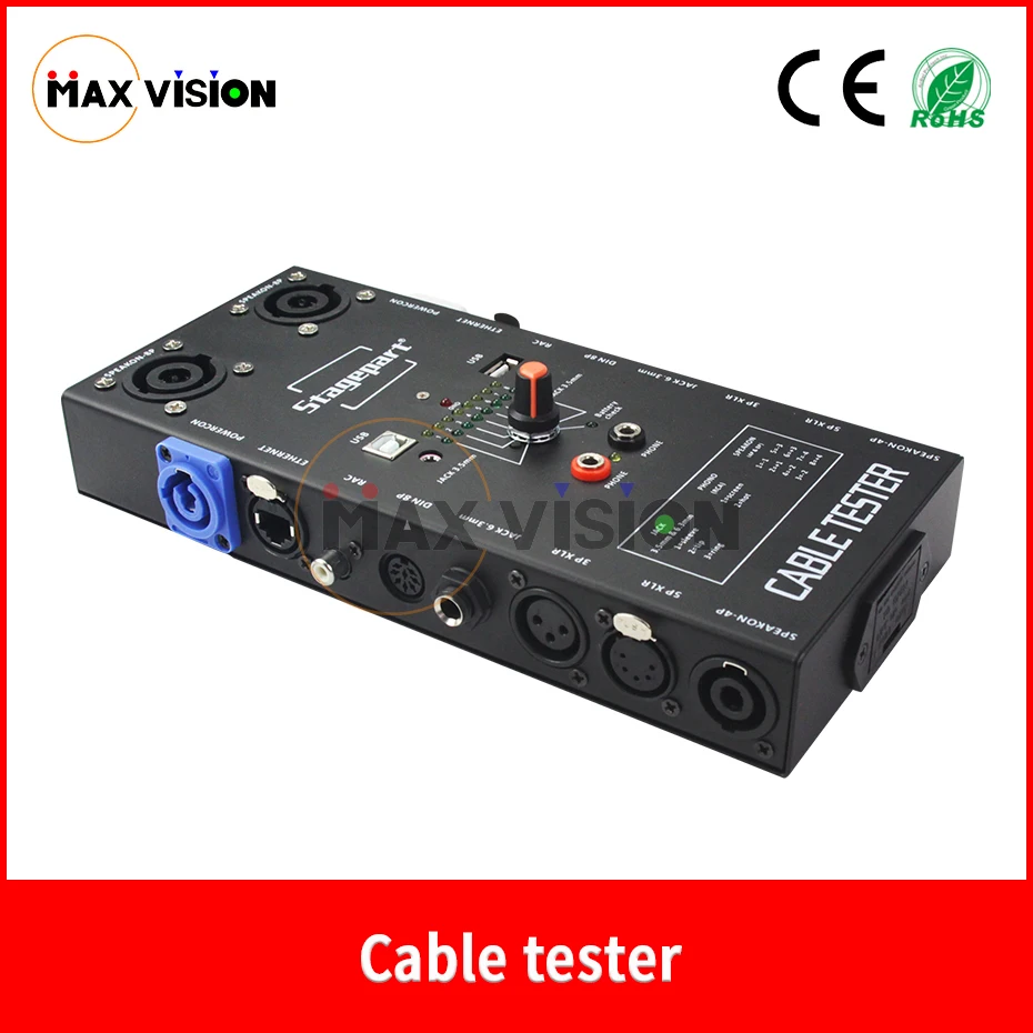 

Cable Tester for 3pin 5pin XLR,4&8-pole speakon,RJ45,USB