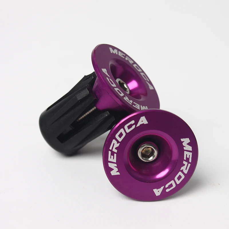 Purple-1pair MEROCA 1 пара торцевые заглушки для горного велосипеда замок из алюминиевого сплава MTB дорожный велосипед ручка бар заглушка Аксессуары для велосипеда - Цвет: Purple-1pair