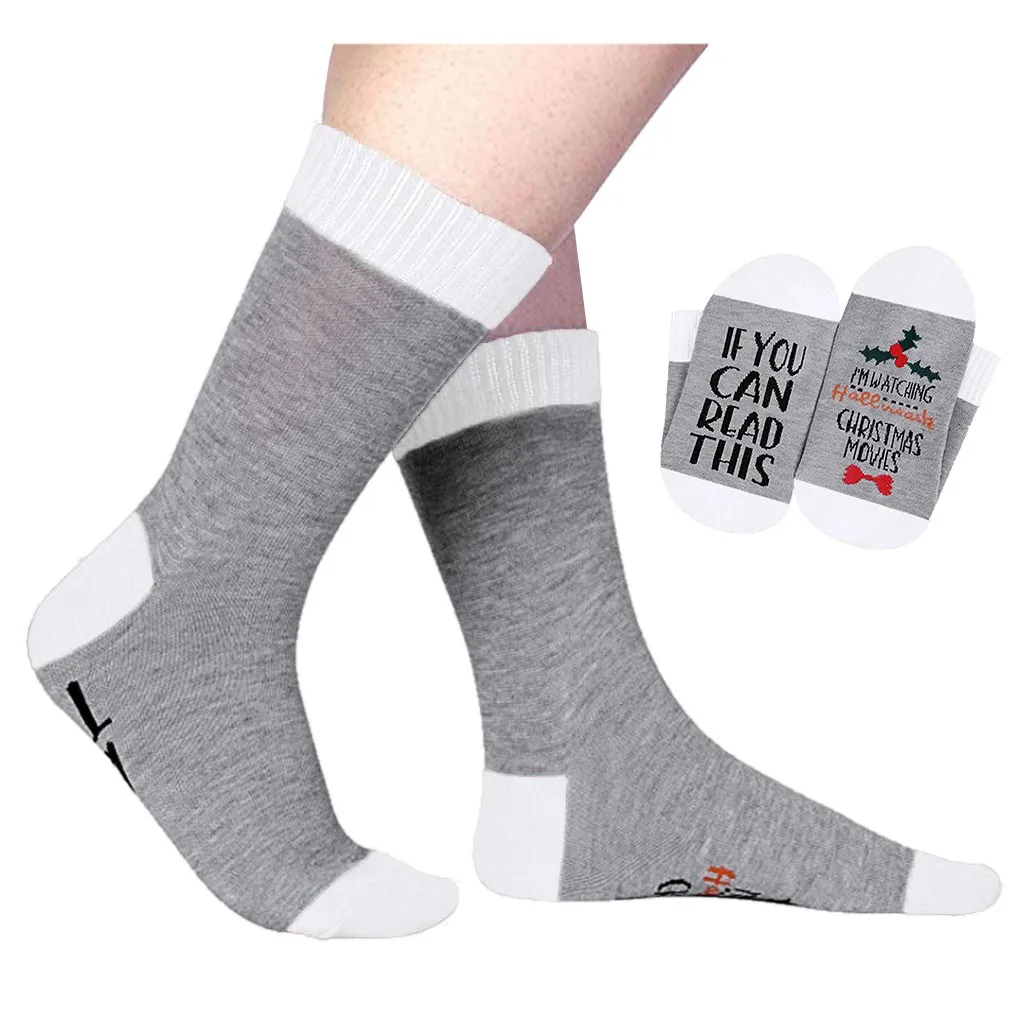 Короткие носки унисекс «Если вы можете прочесть это»; Рождественский подарок; забавные принты с надписями; носки до середины икры; Harajuku Meia Feminina Chaussette