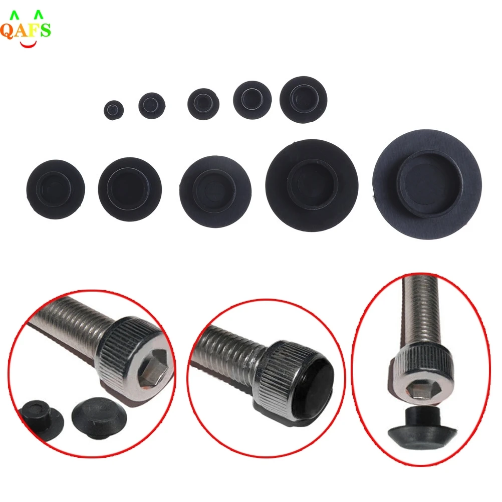 10PCS M5-24 Practical Black Hex Socket Fasteners Screws Covers Caps Allen Bolt Screw Nut Round Head Cover Cap Protector screw caps bolt nut covers