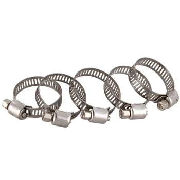 

5 Pcs Adjustable Stainless Steel Worm Drive Hose Clamps Clip 19mm-29mm