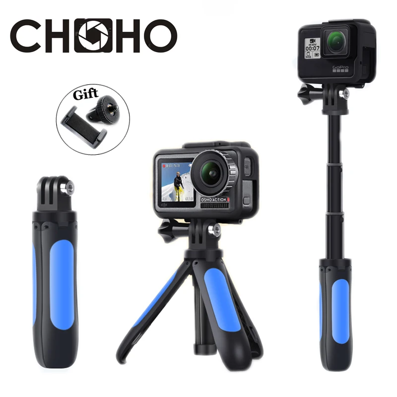 Trípode con mango extensible para Gopro Hero, palo de selfi de bolsillo, soporte para teléfono, Vlog, YouTube, para Go Pro, DJI, OSMO, Xiaomi yi