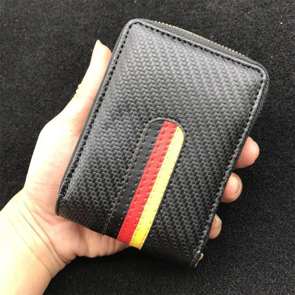 Leather Sport Car Key Wallet Card Holder Bag For Mitsubishi Lancer 10 ASX Pajero X Ford Focus 2 3 Fiesta Citroen C4 C5 C3