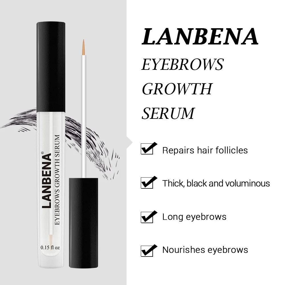 LANBENA Сыворотка для роста бровей более длинная, более толстая, Питательная, подъемная карандаш для бровей, быстрый Мощный Макияж для бровей