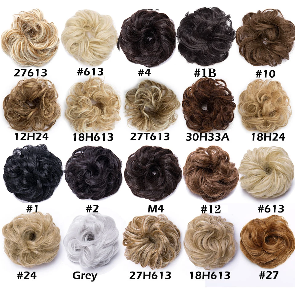 HAIRRO Synthetic Elastic Hair Scrunchie Curly Chignons Rope Natural Fake Bun Curly Clip in Ponytails Extensions hair extensions,ponytail hair extensions