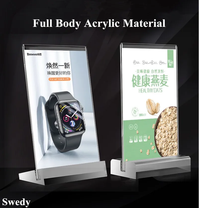 A6 100X150mm Double Sided Table Top Acrylic Sign Holder Display Stand Plastic Upright Menu Card Holder Ad Flyer Poster Frame a6 100x148mm double sided acrylic poster menu holder display stand plastic sign holder price label poster frame