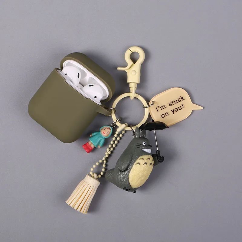 

Japanese Anime Totoro Keychain case For Apple Airpods 2 Earphone Headset Protective Cover Hayao Miyazaki Keychains Keyrings