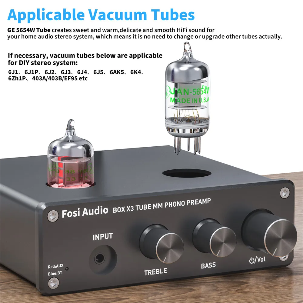 Preamp para o Fonógrafo da Plataforma Tubo de Vácuo Amplificador de Alta Pré-amplificador com Ge5654 Fosi Áudio Bluetooth Phono Giratória Fidelidade Caixa x3 - Image 6