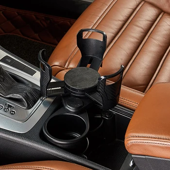 

Center Car Dual Cup Holder Console Carbon Look Adjustable ABS Multifunctional