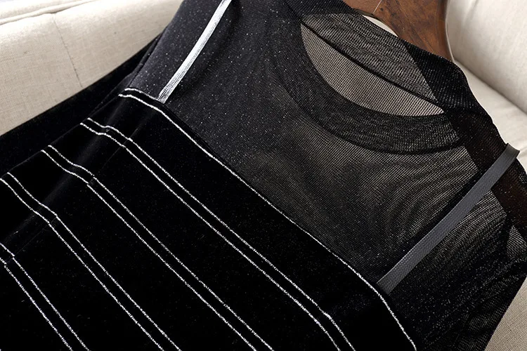 S-XL, большой размер, Полосатое черное бархатное платье, Женская Повседневная, Лоскутная, с длинным рукавом, рождественское платье, женское платье, Pull Femme Hiver