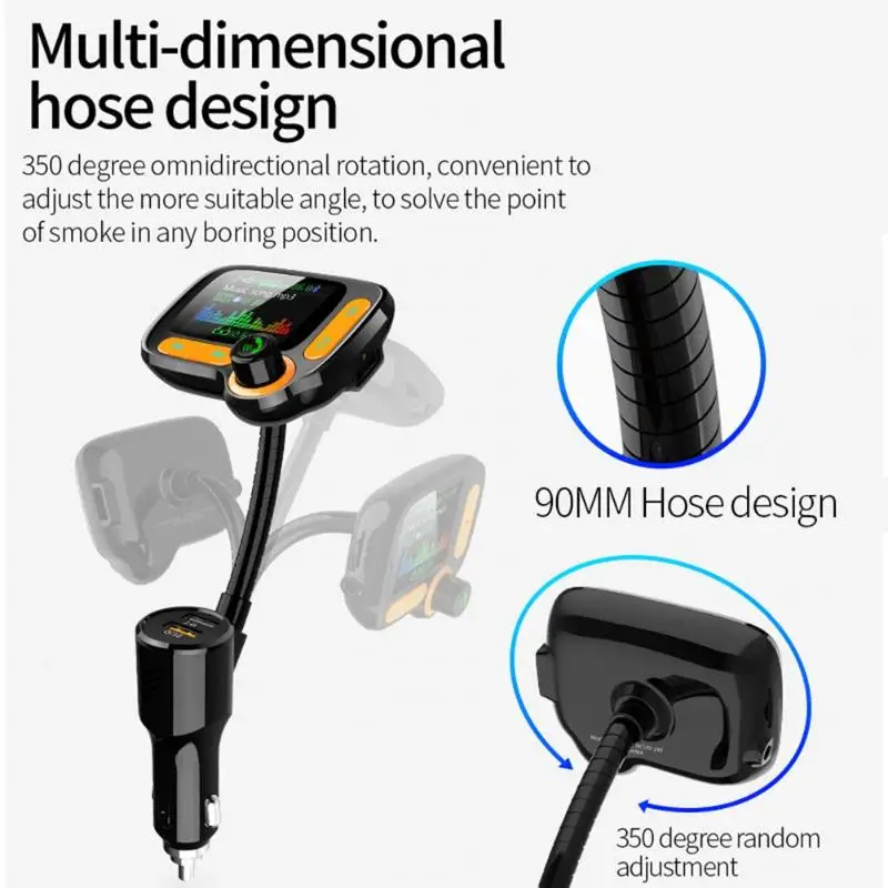 C86 QC 3,0 Быстрая зарядка двойной USB зарядное устройство автомобильный комплект Bluetooth 5,0 Hands-free fm-передатчик модулятор mp3-плеер с дисплеем