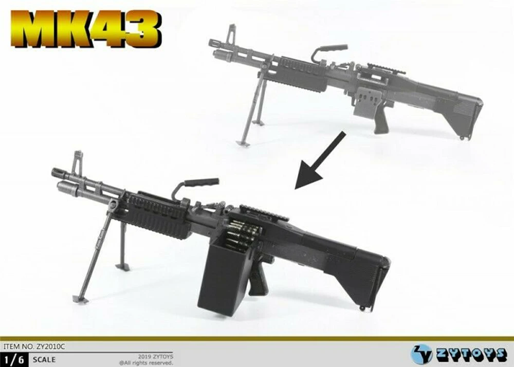 1:6 масштаб пулеметное оружие Модель ZY Toys ZY2010 MK43 для 12 дюймов солдатская стойка для оружия Weanpon игрушки для 12 ''фигурка
