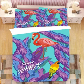 

Flamingo 3D Printed 3pcs Bedding Set Duvet Cover Bed Cover Set Bedspreads Home Textiles Bedclothes
