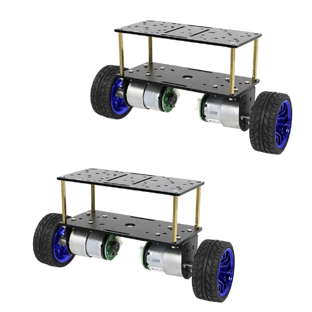 2xDouble-deck 2 W Robot Car Chassis DIY Kits Intelligent Engine Arduino Blue