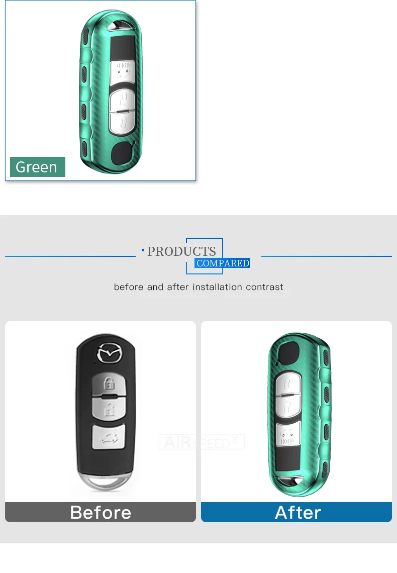 AIRPSEED для Mazda 2 3 6 Axela Atenza CX-5 CX 5 7 CX3 CX5 чехол для ключей аксессуары ТПУ карбоновый чехол для ключа автомобиля защитный корпус