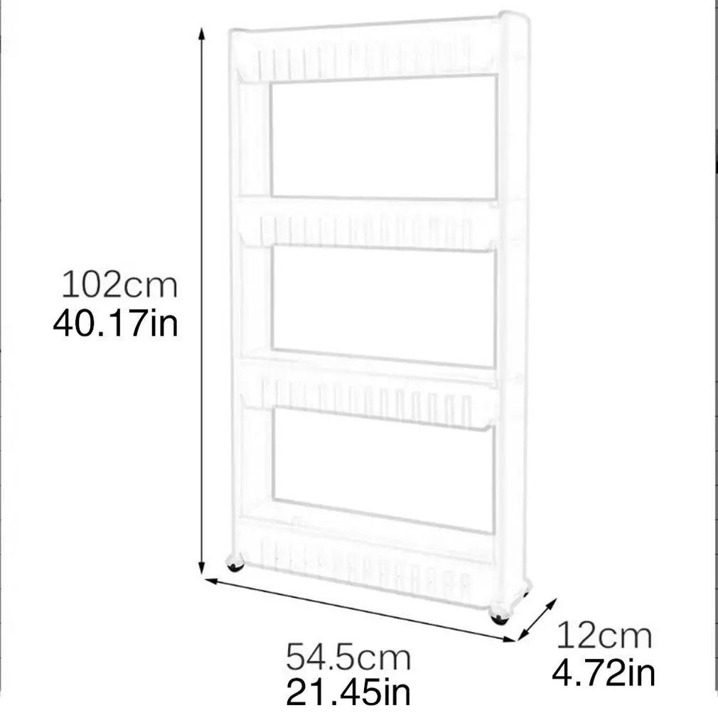 Multipurpose Shelf With Removable Wheels Crack Rack Bathroom Storage Rack Shelf Multi-Layer Refrigerator Side Shelf