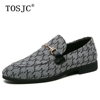 

TOSJC Men Slip-on Oxfords Buckle Loafers Lightweight Business Dress Shoes Breathable Formal Shoes for Male Fashion Driving Shoes