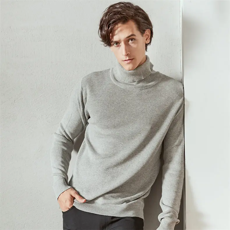 MuLS Sweater Men Pullovers High-Neck Cotton Turtleneck Sweater Jumpers Christmas Red Autumn Winter Thick Warm Male Knitwears DropShip 3