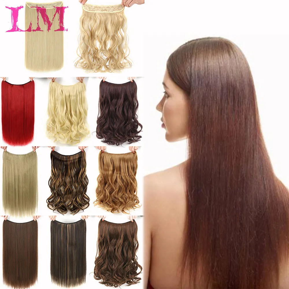 

LM 22 Synthetic Hairpiece Ponytail Clip on Wire Fish Line Hair Extensions Invisible Wire One Piece for Ombre Hair