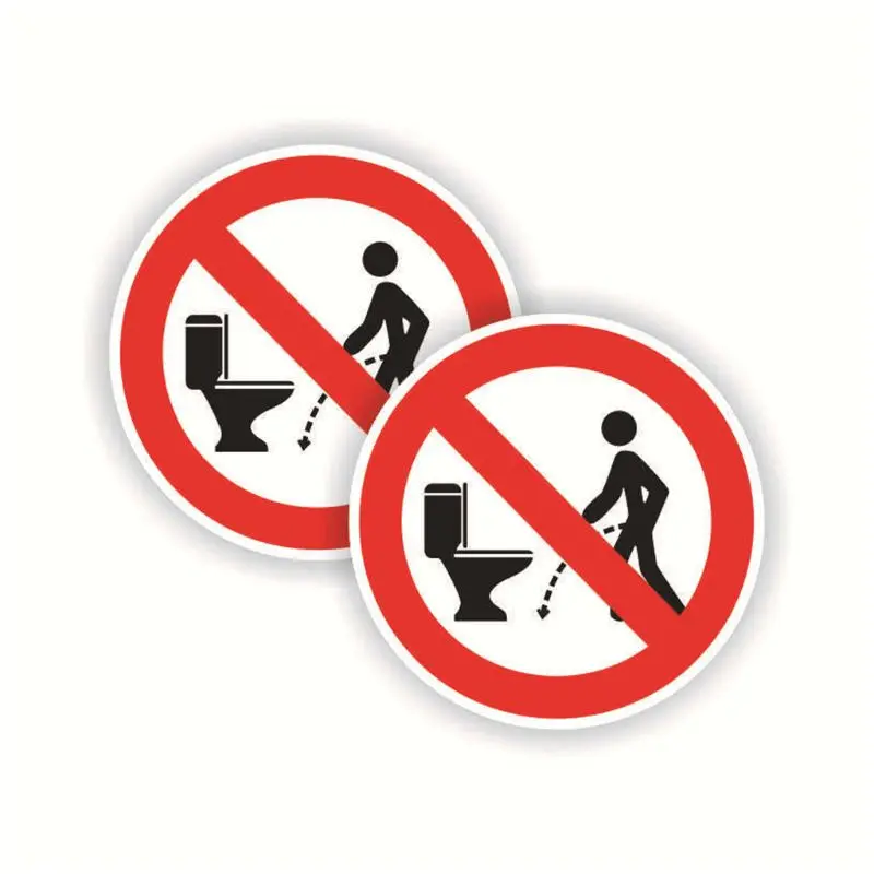 

2pcs 11.5CM*11.5CM Warning NO Hit The Toilet Car Sticker PVC Decal Creative 203D