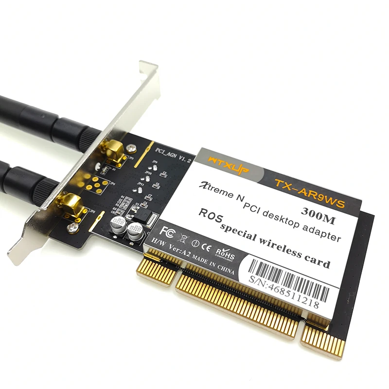 Atheros AR9220 802.11a/b/g/n 2,4 ГГц/5 ГГц 300 Мбит/с Настольный PCI WiFi адаптер Беспроводная сетевая карта для ROS/Windows 7/8/10