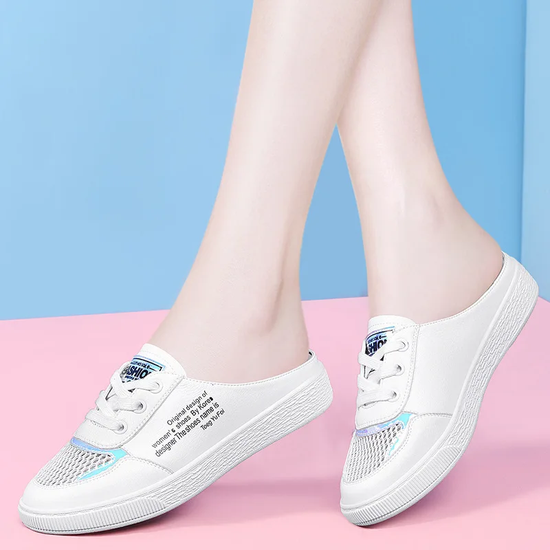 

Dunhu Closed-toe WOMEN'S Slippers 2019 Summer New Style Fashion Network Surface Breathable Sandals No Heel Loafers WOMEN'S Shoes