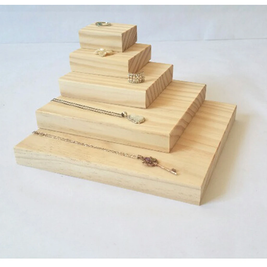 5 Plain Wooden Necklace Earrings Watch Jewelry Display Tray Holder Art Craft | Украшения и аксессуары