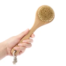 Круглая форма натуральный дикий Кабан щетина деревянная щетка средняя длинная ручная деревянная ручка для кисти дерево тело кожи Детокс щетка