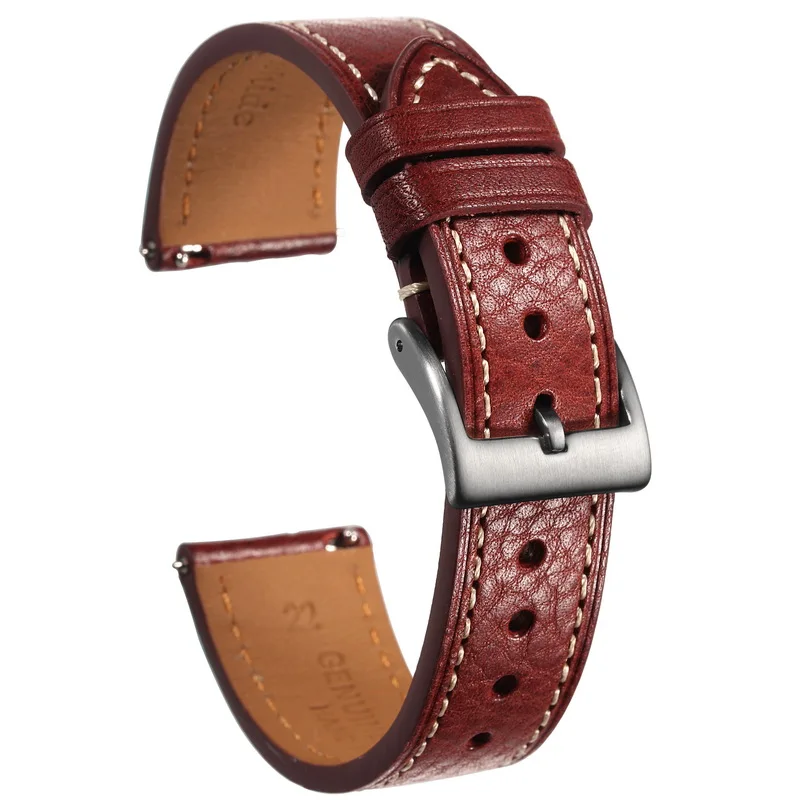 HEMSUT Italian Cowhide Vintage Soft Leather Watch Band with Quick Release