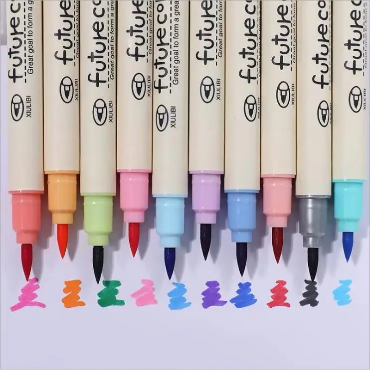 10pcs/lot Fabricolor Touch Write Brush Pen Colored Marker Pens Set For Calligraphy Drawing Gift Korean Stationery Art Supplies