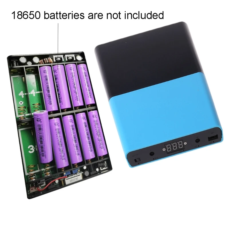 

QC 3.0 USB DC 1-24V Output 12x 18650 Batteries DIY Power Bank for Laptop Phone