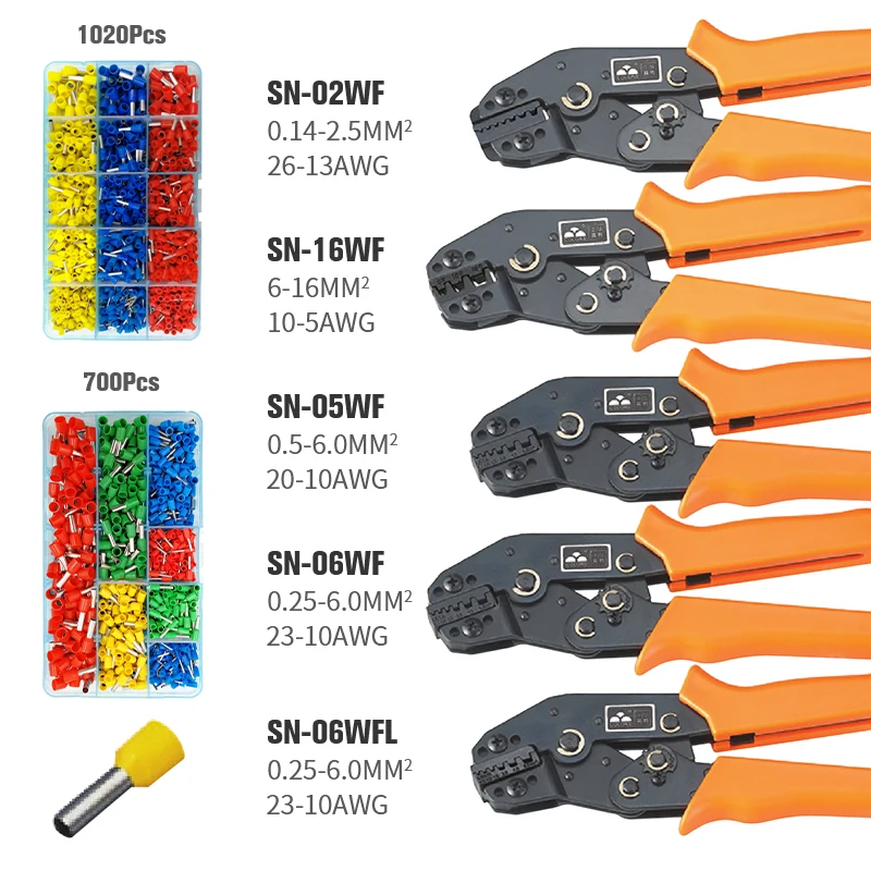 KWANYIK Insulated/Non-Insulated Terminal Ferrules Crimping wire stripper Tools Mini European Style Pliers Set | Инструменты