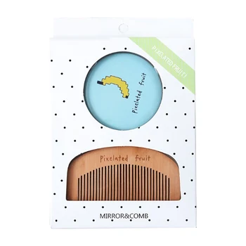 

1 Set Girl Makeup Mirror Creative Mirror Comb Set Portable Single-sided Small Round Mirror Hair Comb Student