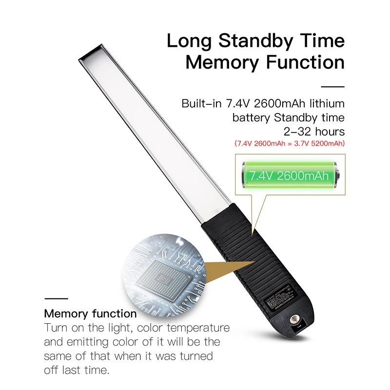 Luxceo-rgb Led Fotografia Luz Handheld Video Tube Bateria Recarregável Studio Photo Lamp Youtube Tiktok 3000k6000k Q508a - Image 2