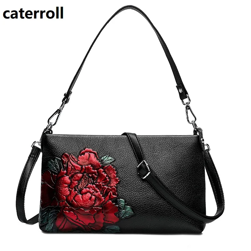 genuine leather bag women luxury handbags women bags designer shoulder bag floral cow leather bag