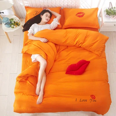 

New Arrive 4pcs Bedding Set Home Textile Bed Linen Set Clothing Of Bed Bedcloth Soft Silky Bedding Full Queen King Size